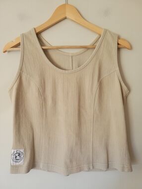 Women’s Cream Tank Top - Casual Stretch Scoop Neck